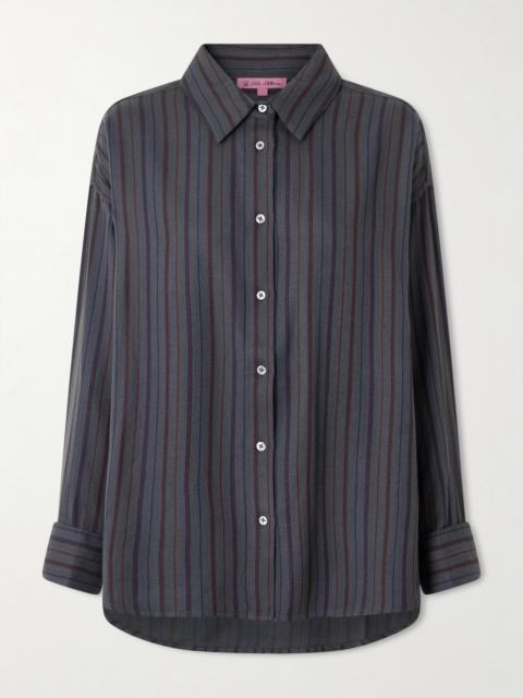 The Elder Statesman Striped Wool And Cashmere-blend Twill Shirt