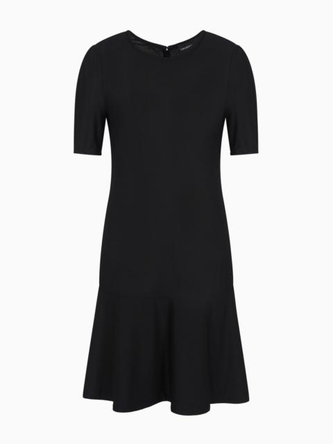 EMPORIO ARMANI VISCOSE CRÊPE JERSEY DRESS WITH FRILL