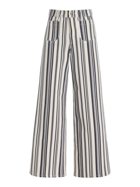 FRAME Le Slim Modernist Cotton-Blend Palazzo Pants navy