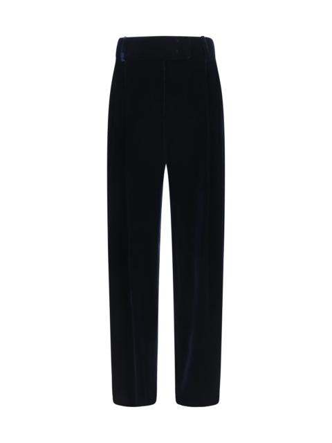 GIORGIO ARMANI Giorgio Armani Women Wide Leg Pants With Double Pleats In Viscose And Silk Velvet
