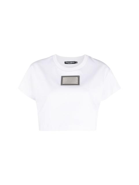 Dolce & Gabbana x KIM DOLCE&GABBANA logo plaque cropped T-shirt