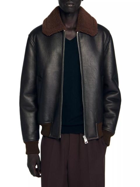 Sandro Reversed Leather Jacket