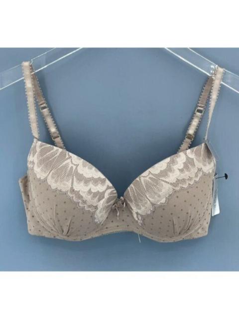 sophie r. - sophie b. Plunge Push Up Bra B26350-RSE Floral Lace Dots Neutral 36C NWT