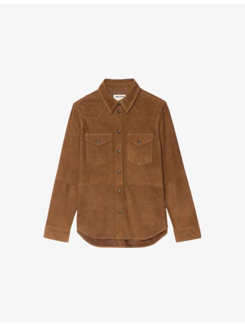 Zadig & Voltaire Thelma Patch-Pocket Suede Shirt