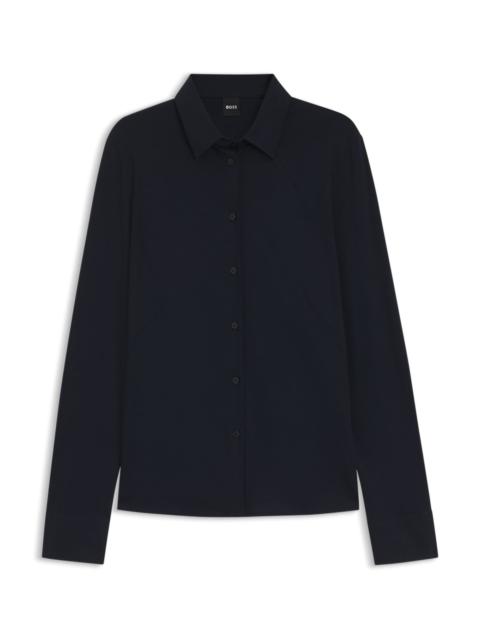 BOSS EXTRA-SLIM-FIT BLOUSE IN COTTON JERSEY