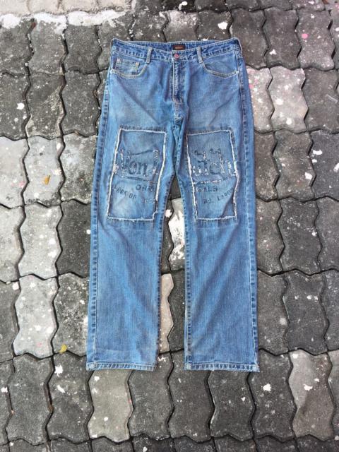 Other Designers Von dutch patchwork jeans spell logo
