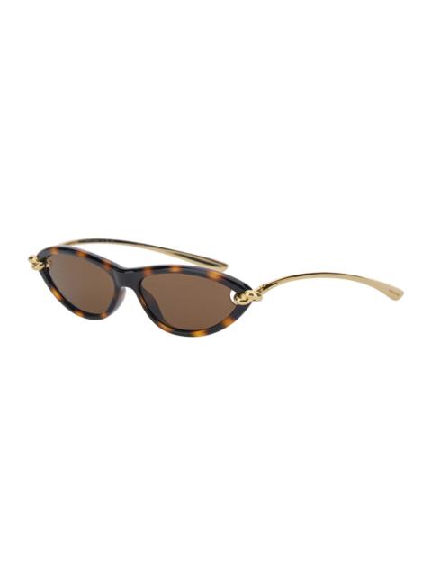 Bottega Veneta Bottega Veneta Women Brown Sunglasses With Tortoiseshell Design And Knot Detail In Metal Woman
