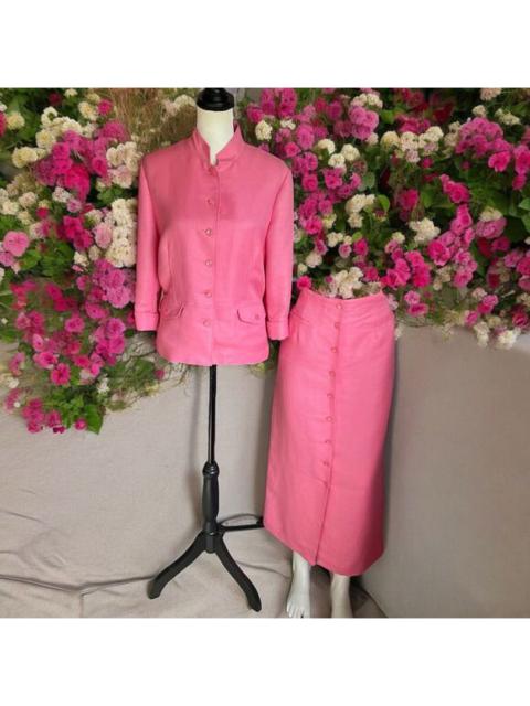 Other Designers Emma James Woman’s Linen Pink Short Sleeve Jacket & Midi Skirt Suit Set Sz 12 XL