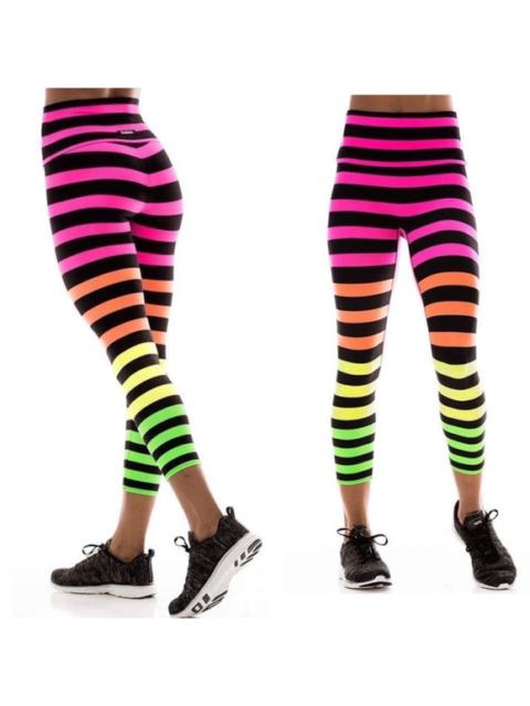 K-DEER Signature Stripe 7/8 Sneaker Length Legging in Neon Josephine Stripe
