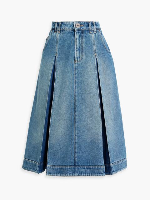 Balmain Pleated denim midi skirt