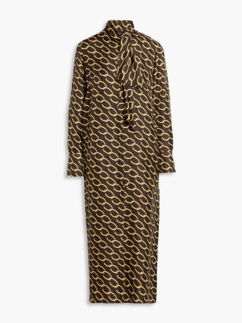 Oscar de la Renta Printed silk-twill midi dress