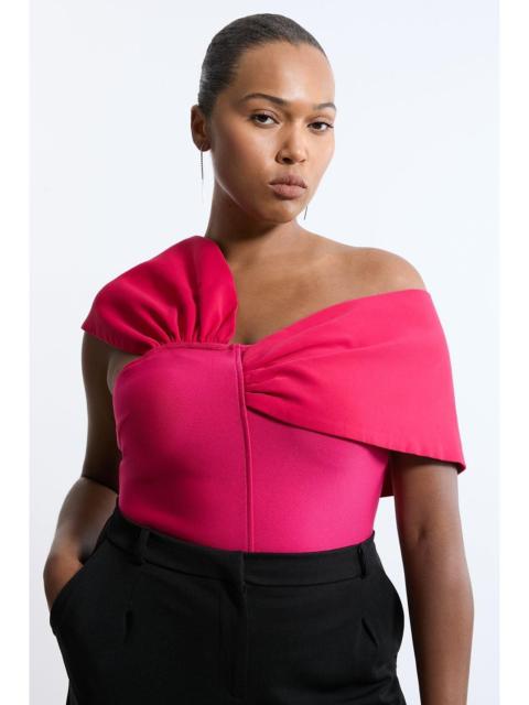 KAREN MILLEN Plus Size Figure Form Bandage Knit Asymmetric Strap Top