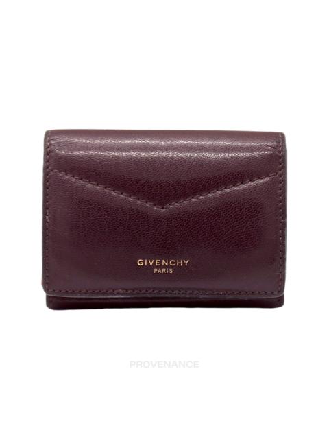 Givenchy Givenchy Two Tone Trifold Wallet - Burgundy Leather