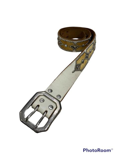 Other Designers Other - PPFM STUDDED RHINESTONE PHYTON SKIN LEATHER BELT ENGRAVED