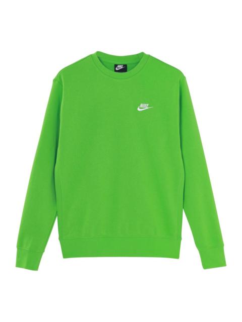 Nike Club French Embroidered Logo Sports Round Neck Pullover Green BV2667-304