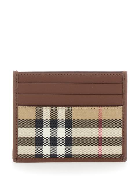 Burberry Burberry Men Beige Cardholder With Check All-Over Motif In Cotton For Men