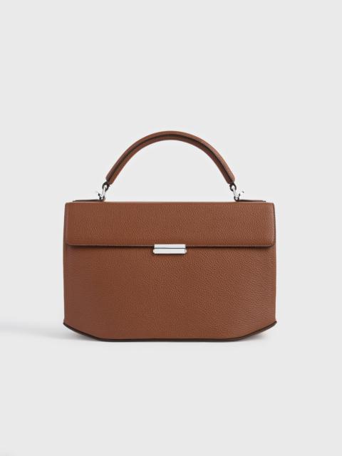 TOTEME Clip grained-leather top handle sienna