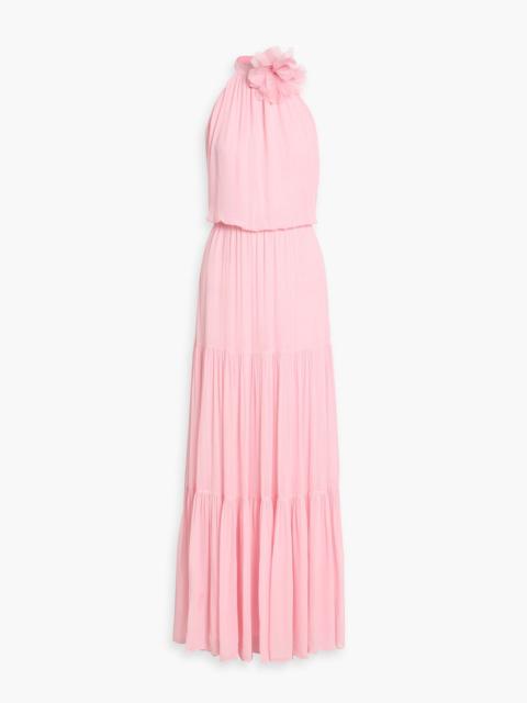 RETROFÊTE Stephanie open-back chiffon halterneck maxi dress