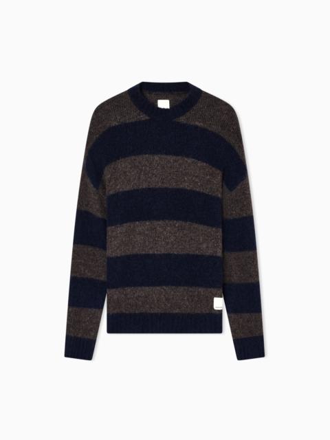 EMPORIO ARMANI NEW YORK CAPSULE COLLECTION STRIPED ALPACA-BLEND OVERSIZED JUMPER