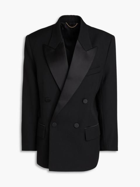 Victoria Beckham Double-breasted satin-paneled crepe blazer