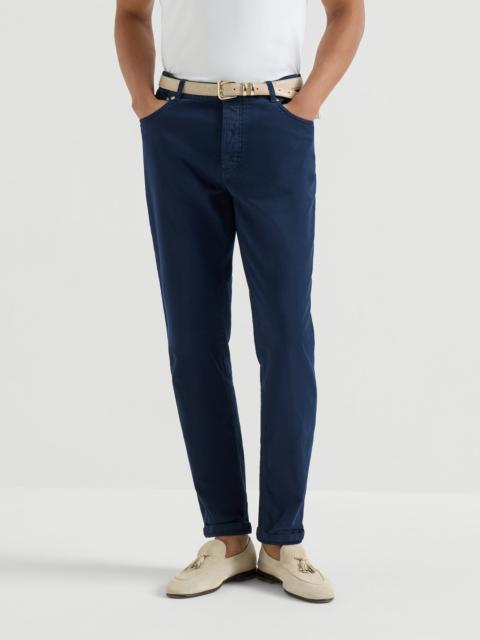 Brunello Cucinelli Garment-dyed comfort lightweight denim traditional fit five-pocket trousers