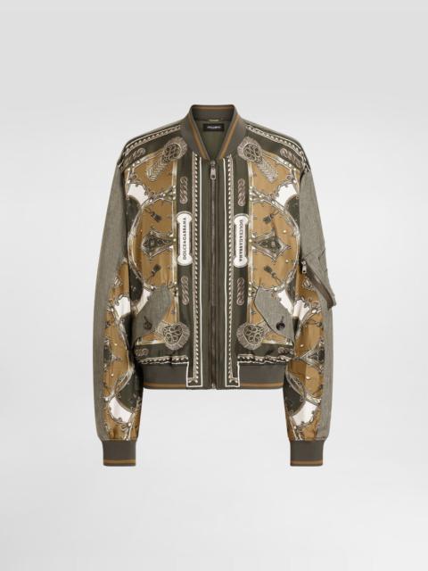 Dolce & Gabbana Cargo-print oversized twill bomber jacket