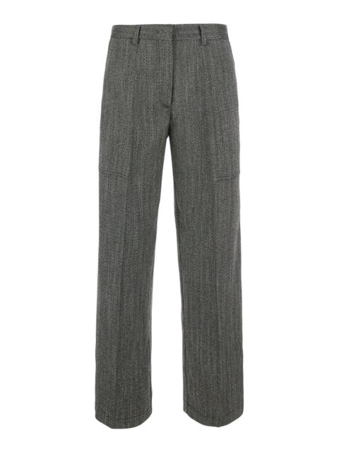forte_forte Forte_Forte Women Gray Pants With All-Over Chevron Motif In Viscose Blend For Women
