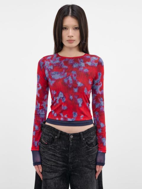 ECKHAUS LATTA Red Duet Layered Mesh Top