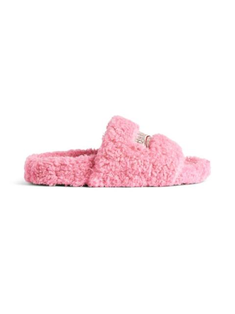 BALENCIAGA Women's Furry Slide Sandal in Sweet Pink