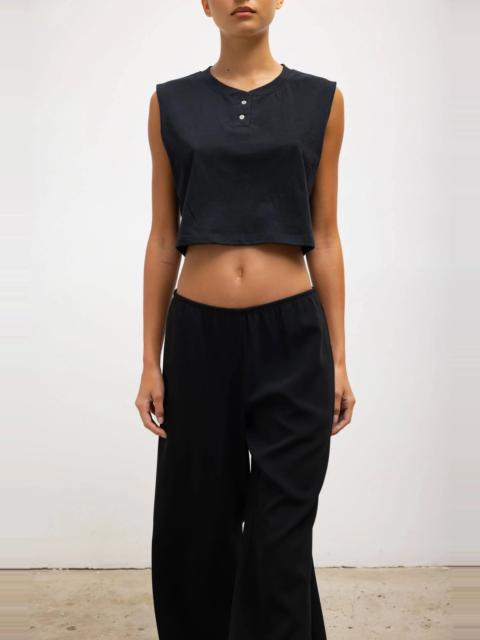 LESET Margo Sleeveless Henley Black