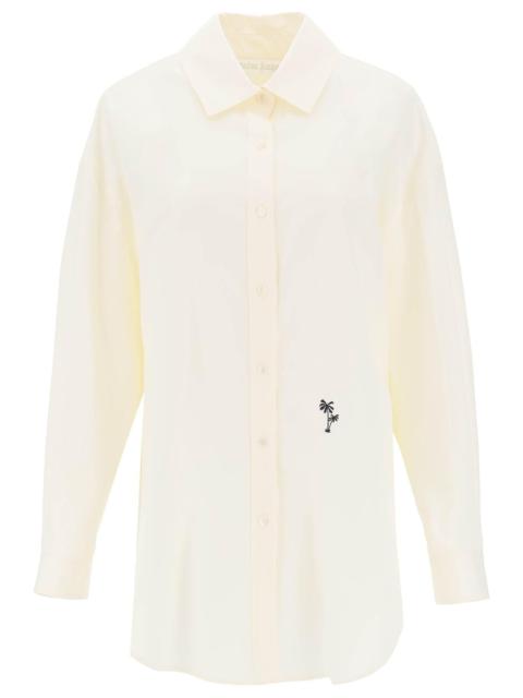 Palm Angels Poplin Shirt With Palm Embroidery