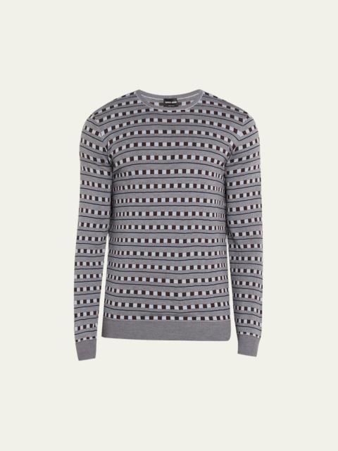 GIORGIO ARMANI Men's Wool Geometric Crewneck Sweater