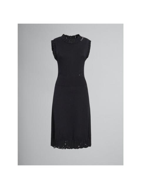 Marni Marni Women'S Black Sleeveless Knit Dress With Ruffles