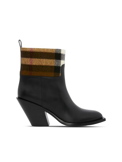 Burberry Exaggerated Check panelled leather boots