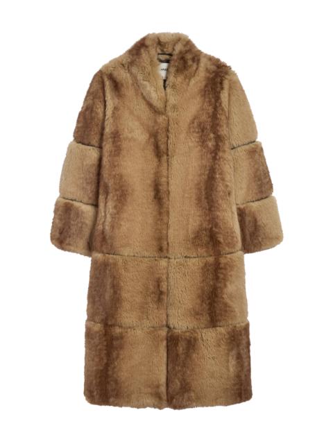 APPARIS Sylke Mink Faux Fur Midi Coat tan