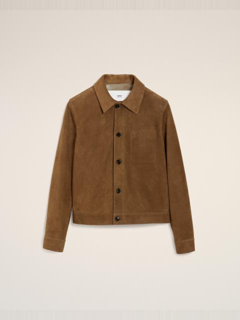 AMI Paris BROWN LEATHER BUTTONED AMI DE COEUR JACKET