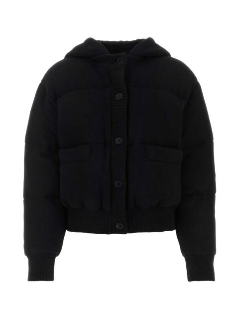 Black Stretch Wool Blend Padded Jacket