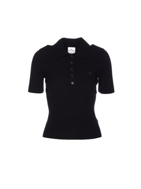 courrèges Courreges Women Iconic Rib Knit Polo Shirt