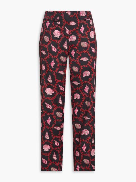 SALONI Capri Flute printed stretch-silk twill kick-flare pants