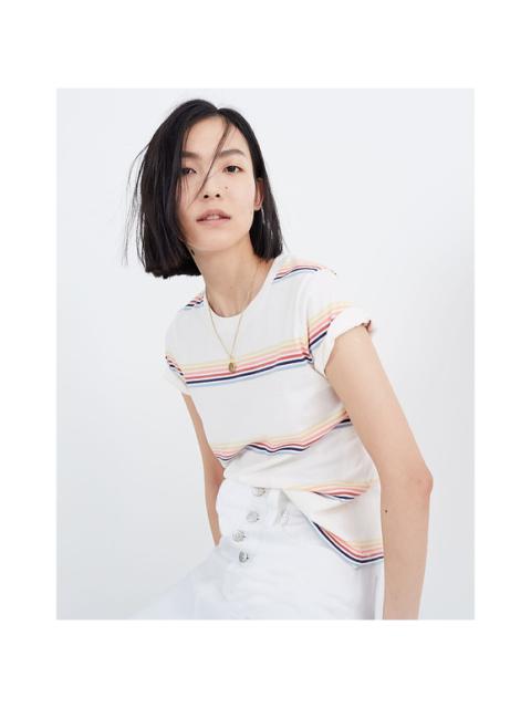 Other Designers Madewell Northside Vintage Tee in Summerville Stripe Crop White Multicolor M