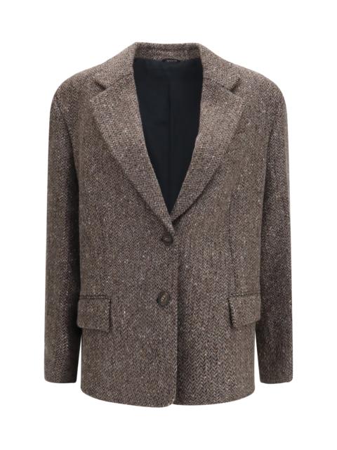 Brunello Cucinelli Brunello Cucinelli Virgin Wool Blend Jacket Brown/Nero