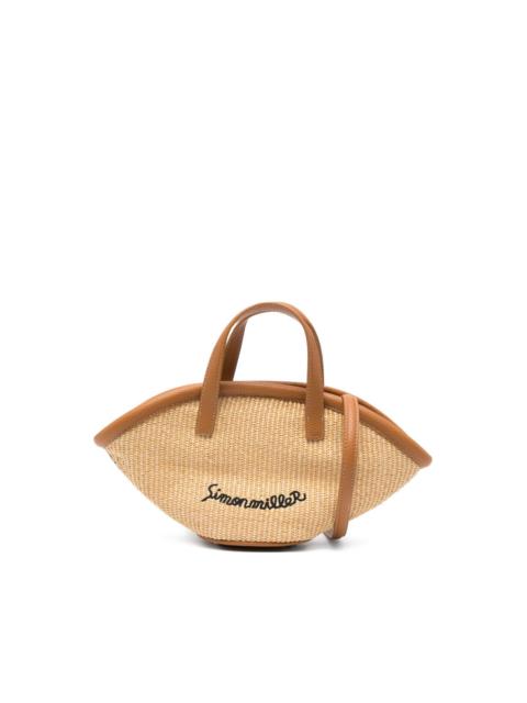 SIMONMILLER raffia leather-trimmed tote bag