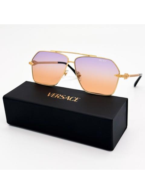 VERSACE NEW VE2284 1002/EL GOLD PINK UNISEX AVIATOR SUNGLASSES VE228