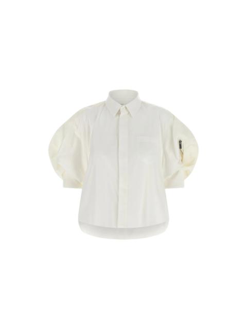 sacai SACAI White Bomber Sleeve Shirt New & Authentic (Women's si