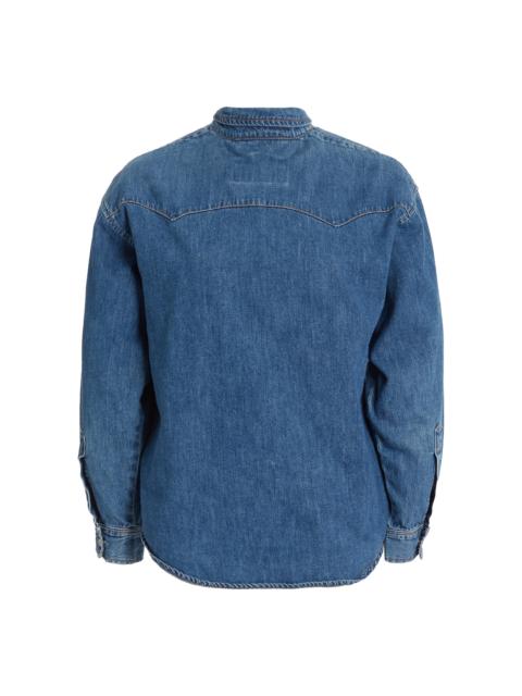 A.W.A.K.E. MODE Back To Front Denim Shirt blue