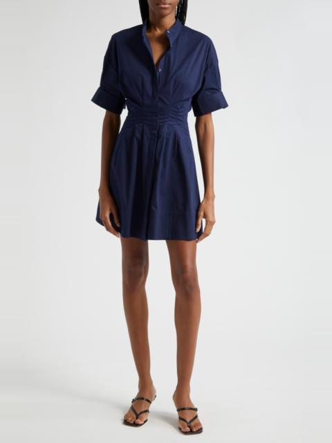 STAUD STAUD Lorenza Stretch Cotton Mini Shirtdress in Navy at Nordstrom
