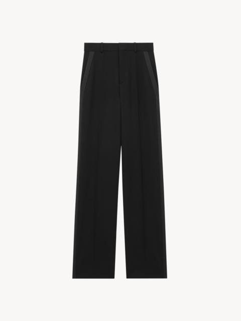SAINT LAURENT HIGH-RISE TUXEDO PANTS IN GRAIN DE POUDRE