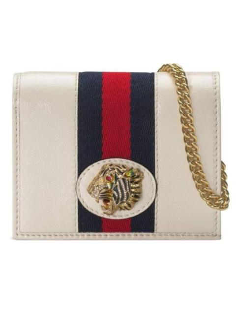 GUCCI White Rajah Chain Card Case Wallet