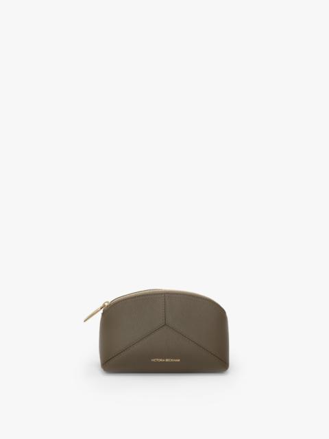 Victoria Beckham Victoria Mini Travel Pouch In Khaki Soft Grained Leather