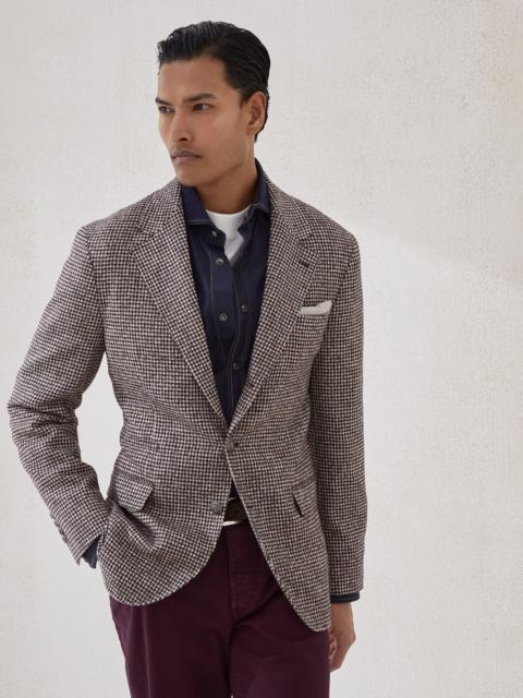 Brunello Cucinelli Wool and alpaca houndstooth deconstructed blazer with metal buttons